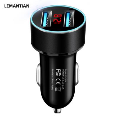 China Jmax Car Charger 2 Dual USB Ports Dual USB Port 3.1A Charger LCD Display 12-24V Cigarette Plug Lighter Fast Car Charger Adapter for sale