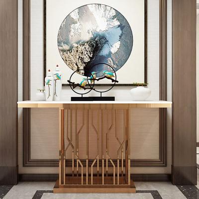 China Art Adjustable Design Simple (Other) Style Entryway Console Table Decorate Stainless Steel Rock Dish Entryway Table On Sale for sale