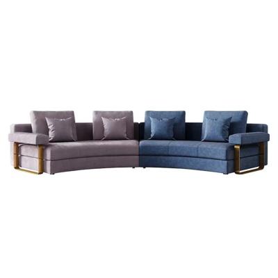 China Other Tech Fabric Living Room Sofa Furniture 4 Seat Color Combine Design Home Couch Double Living Room Sofas for sale