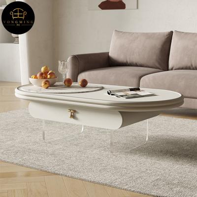 China (Other) Adjustable classic luxury home furniture living room while small marble ellipse coffee table for living room for sale