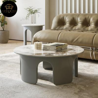 China (Other) modern design unique adjustable metal frame round small tea table set modern luxury for living room for sale