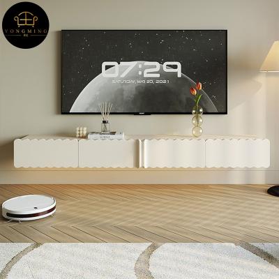 China Luxury Minimalist (Other) Living Room Adjustable White Wooden Cabinet TV Furniture TV Floating Stand With Led Lighting for sale