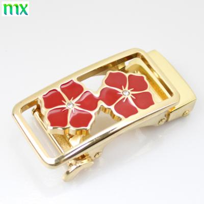 China Automatic Shape Red Rhinestone Flower Lady's Automatic Belt Buckle for sale