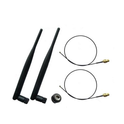 China Wireless IOT Solutions 2 Pcs 2.4GHz 5GHz Dual Band Tilt Duck WIFI Antenna 6DBi Rubber Pigtails with UFL RP-SMA Connector for sale