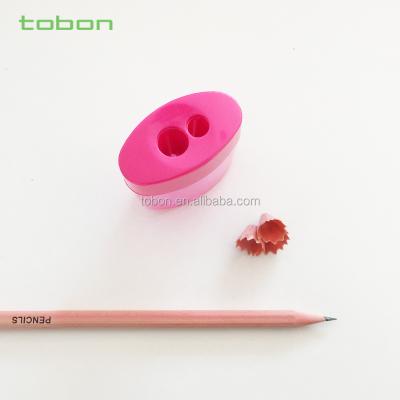 China Color Plastic Round Pencil Sharpener Plastic Transparent Container Double Holes for sale