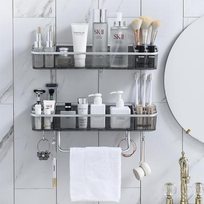 China Modern Multifunctional Bathroom Shelves Nordic Wall Mounted Toilet Shelf Tripod Storage Free Punch Rack for sale