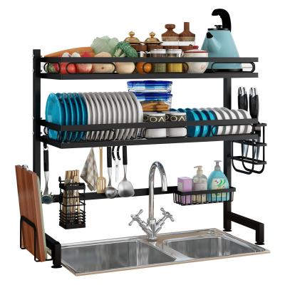 China Stainless Steel Kitchen Storage Organizer Shelves Cabinet Sink Utensil Rack Viable Wall Mounted Folding Drying Rack for sale