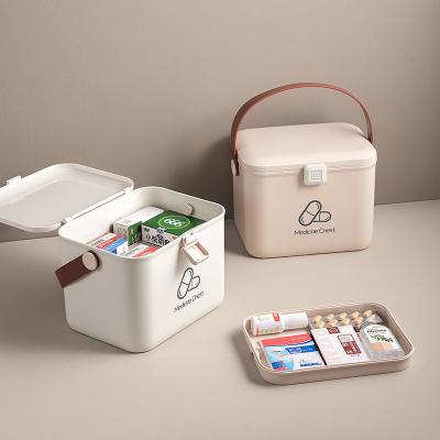 China New Viable Small Family Medical Portable Multi-function Medicine Box Double-Layer Large Capacity Medicine Box for sale