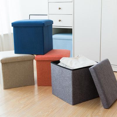 China Multifunctional storage fold cotton and sofa stool fabric canvas art seated stool storage stool box for sale