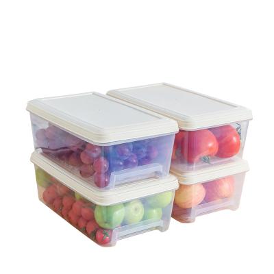 China Freshness Preservation Keeping Fresh Transparent Rectangular Refrigerator Seal Food Fruit Vegetables Plastic Refrigerator Storage Container for sale