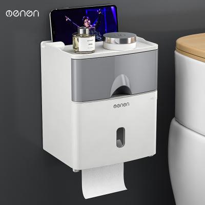 China Durable Double-Layer Tissue Box Roll Toilet Paper Box Multifunctional Toilet Paper Punch-free Pumping Roll Waterproof for sale