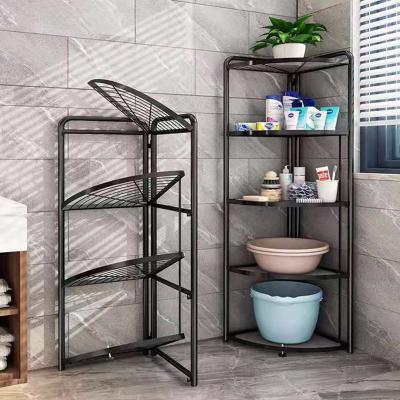 China Free Standing Folding Toilet Racks Bathroom Tripods Floor-Holding Lavatory Toilet Storage Shelves for sale