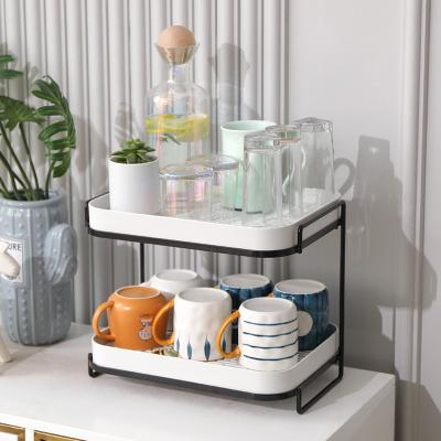 China Modern Water Cup Shelf Storage Drain Rack Tea Cup Tray Tea Set Upside Down Storage Box Glass Cup Desk for sale