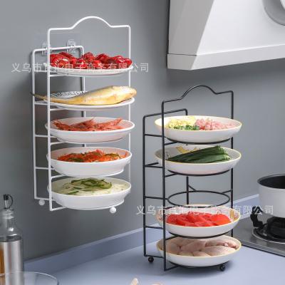 China Modern Multi-Layer Net Celebrity Floor-to-Ceiling Vegetables Multi-Layer Net Celebrity Countertops Rack Wall Hanging Kitchen Portable Food Prep Dish for sale