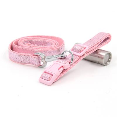 China Lights Pet Accessories Waterproof Sequin Vegan Leather Dog Leash And Collar Set for sale