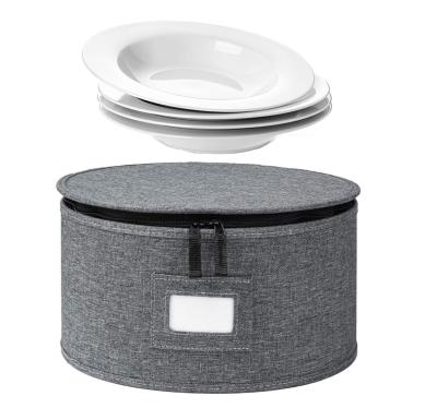 China New Style Sustainable Straining Dish Round Storage Box with Felt Dish Dividers Included Carry Protects Dish Storage Boxes for sale