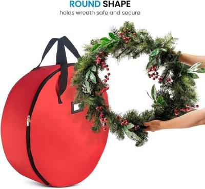 China Viable Hot Sale Christmas Wreath Bag Green Christmas Wreath Storage Bag Large Capacity Round Storage Bag for sale