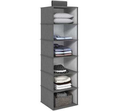 China Durable 6 Closet Hanging Closet Storage Clothes 6 Pockets Hanging Shelf Clothes Organizer Storage for sale