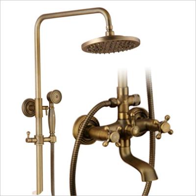 China With Slide Bar Brass Style Retro Bath And Shower Faucets Bathroom Bronze Shower Faucet Set Bathtub Faucet Set for sale