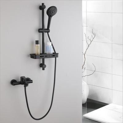 China With Sliding Bar 304 Stainless Steel Matte Black Bath And Shower Faucets Shower Faucet Set Bathtub Faucet Bathroom Shower Sets for sale