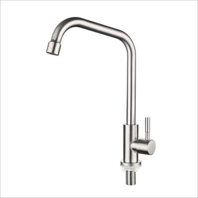 China Thermostatic Faucets 304 Stainless Steel Single Handle Brushed Cold Water Taps Kitchen Sink Faucets Kitchen Faucets For Kitchen Sink for sale