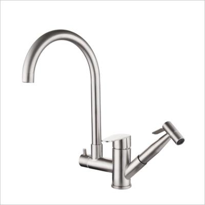 China Thermostatic Faucets 304 Stainless Steel Kitchen Sink Brushed Faucet With Sprayer Hand Held Kitchen Faucets For Kitchen Sink for sale