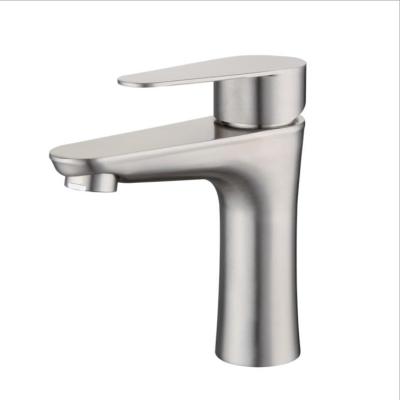 China Amazon Modern 304 Stainless Steel Bathroom Sink Faucet Basin Mixer Taps Brushed Online Basin Faucets For Vanity Sink for sale