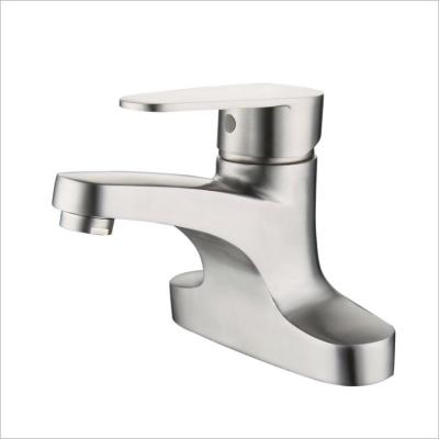 China 304 Stainless Steel Mixer Hot Cold Deck Mounted Bathroom Sink Faucet Modern Brushed Basin Faucets For Bathroom Sink for sale