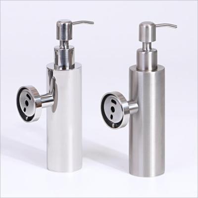 China Modern Wall Mounted Brushed Black Plastic Glass Stainless Steel Nickel Hotel Bathroom Soap Dispenser for sale