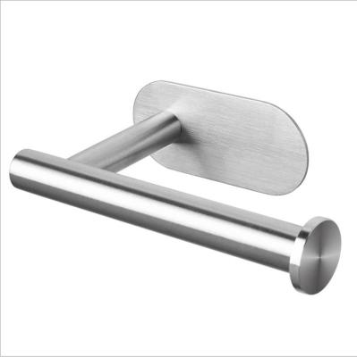 China Modern Bathroom SUS 304 Stainless Steel Punch Free Brushed Wall Mounted Toilet Paper Holder for sale