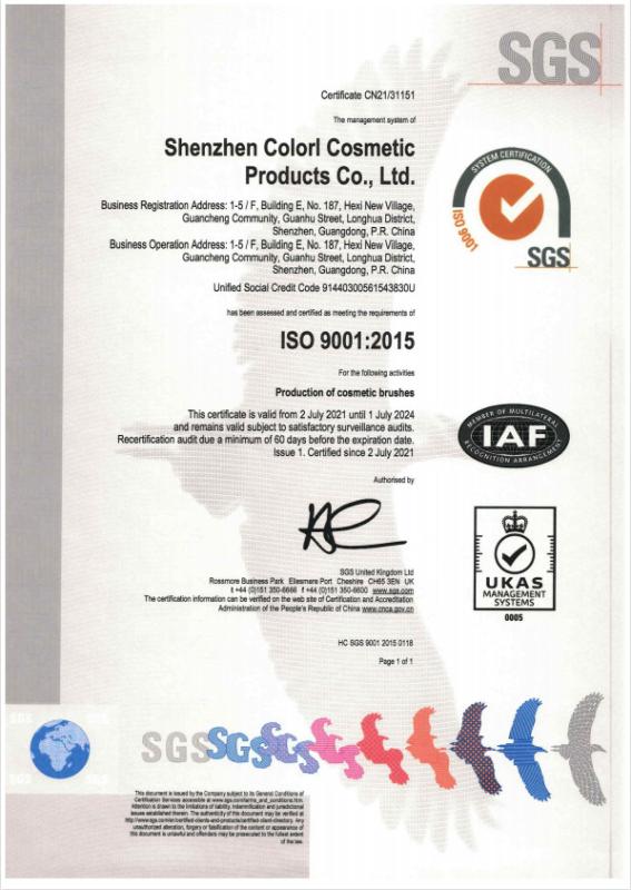 ISO9001 - Shenzhen Colorl Cosmetic Products Co., Ltd.