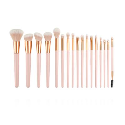 China Angular Blush Moq Logo Private Label Hot Selling Handmade Custom Made Low Pink Makeup Brush 17Pcs for sale