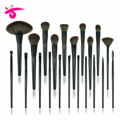 China Angular Blush OEM 21pcs Synthetic Professional Wooden Handle Cosmetic Make Up Brushes Set for sale