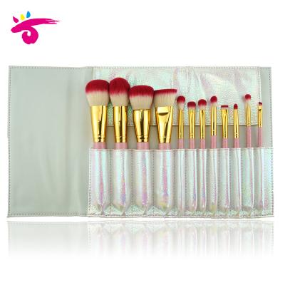 China Angular Blush Colored Free Sample Professional Cosmetic 12pcs Synthetic Makeup Brushes for sale