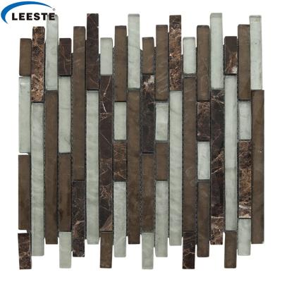 China Crystal Glazed 3d Bronze Parquet Browns Mixed Color And Material Marble Mosaic Slab for sale