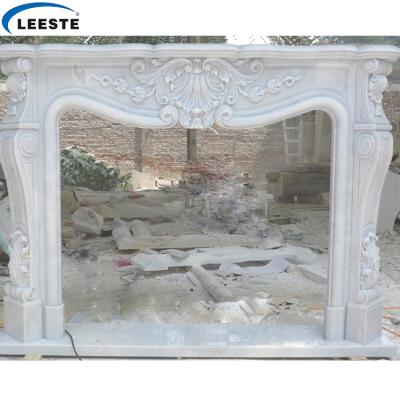 China European Luxury European Carved Antique Sculpture Pure White Marble Fireplace for sale