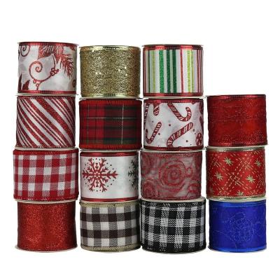 China Eco-friendly Huihuang Making Bow Christmas Decoration Satin Organza Burlap Material Assortment Ribbon With Yarn for sale