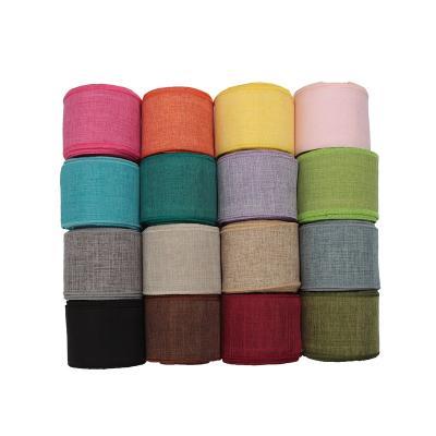 China Wholesale Price Huihuang Wholesale Price Custom Plain Eco-friendly Faux Jute Burlap Cable Edge Ribbon for sale