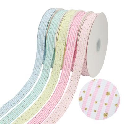 China Huihuang Factory OEM Ribbon Manufacturer Eco-friendly Glitter Ink Printed Grosgrain Customized Ribbon For Crafts Supplies for sale