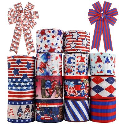 China Eco - Friendly Huihuang Ribbons 38mm Cheap Heat Printing 4th Of July USA Flag Grosgrain Ribbon For Crafts Hair Hangers Manufacturing for sale