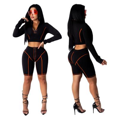 China New Fashion Sports Breathable High Elastic Casual Sexy Navel Long Sleeve QuiteS Two Piece Set for sale