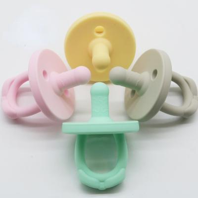 China Wholesale BPA Free Newborn Infants Dinosaur Shape Silicone Cute Pacifier Coother Teething Toys for sale