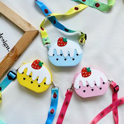 China Safety Food Grade Silicone Baby Shoulder Coin Bags Ice Cream Cross - Cute Body Messenger Bag for sale