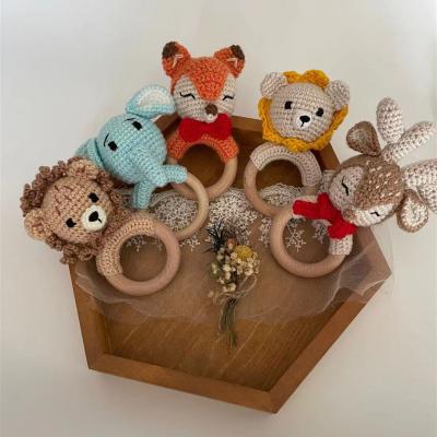 China Soft Crochet Elephant Wooden Fox Ring Teething Toy For Boys Girls Toy Manufacturer Low Moq Handmade for sale