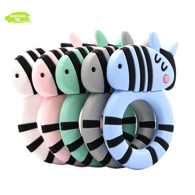 China Safety 100% Food Grade Approvals Teething New Infant Baby Silicone Zebra Teether for sale