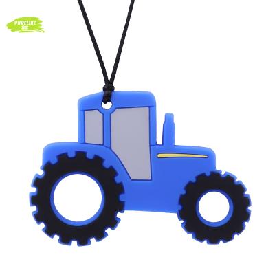 China Wholesale Safety 6-12 Months Babies Showers Necklace BPA Free Chew Silicone Tractor Gifts Teether for sale