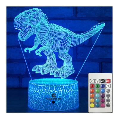 Cina Luce notturna ROHS Dinosaur 3D Illusion con telecomando Touch 16 colori che cambiano in vendita