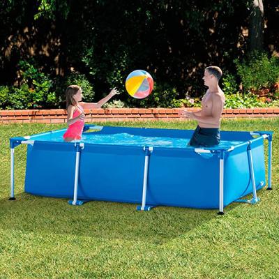 China 2022 Hot Selling Portable Foldable Inflatable Rectangular Swimming Pool With Stand Holder For Family Water Party 300*200*66CM for sale