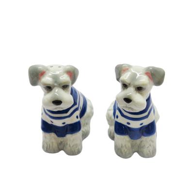 China Wholesale OEM&ODM Sustainable Cute Animal Dog Spice Bottle Ceramic Seasoning Spice Bottle Kitchen Salt And Pepper Shakers for sale