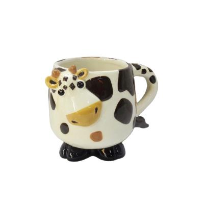 China Viable Wholesale Ceramic Animal Design Cow Milk Tea 3D Handmade Coffee Mug Pig for sale